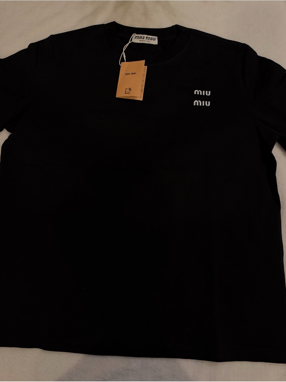 Miu Miu Black Short Sleeve Logo Tee